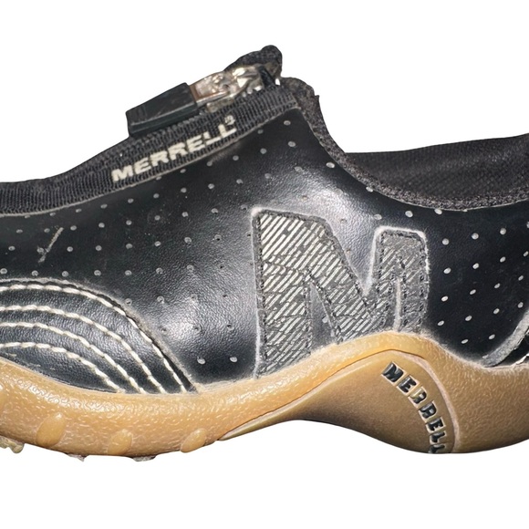 Merrell Barrado Black Brown Leather Slip On Zip Up Walking Hiking Shoes Size 9 - Picture 4 of 8